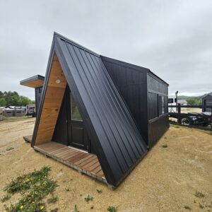 Finished 12x20 Modern A-Frame cabin with mini split
