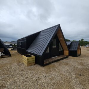 Finished 14x26 vista Haus A-frame cabin with mini split