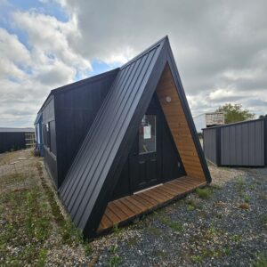 Finished 12x20 Modern A-Frame cabin with mini split