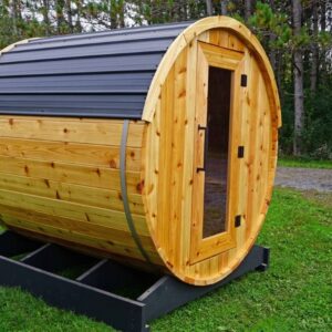 4-6 Person Barrel Sauna with porch 6x6